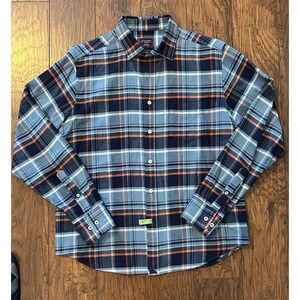 UNTUCKit Walsh Blue Plaid Cotton Flannel Button Slim Fit Shirt Men's Size Medium